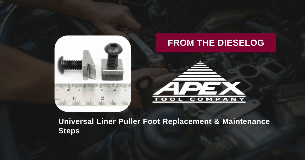 Step-by-step close up layout of M50010-20 thick replacement foot bolted to a universal liner puller pivot block